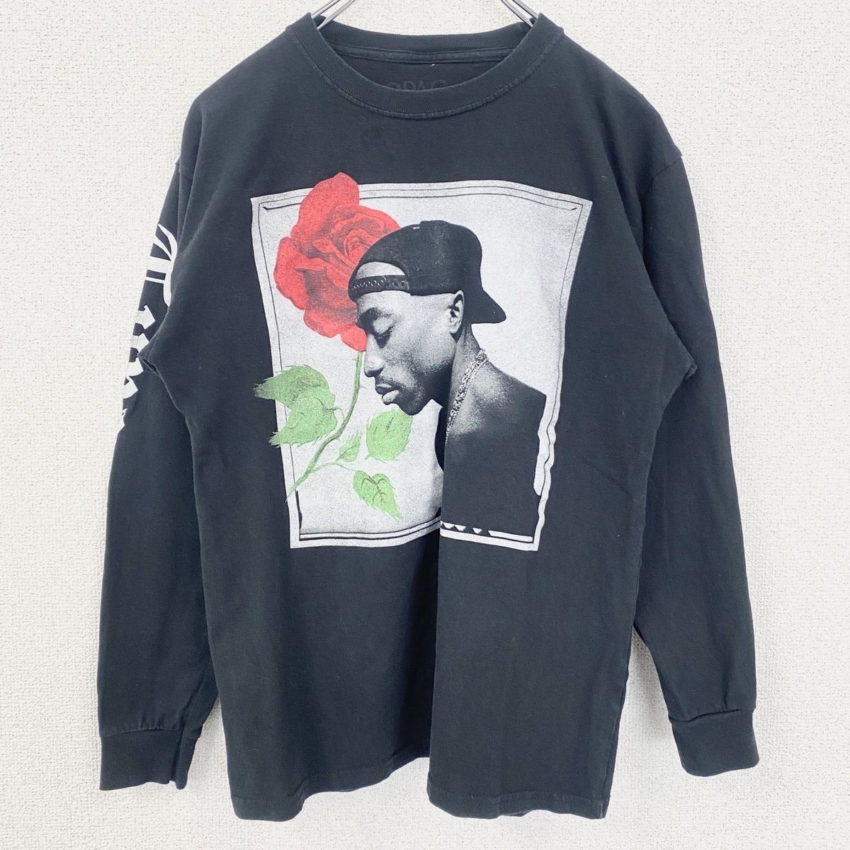 2PAC　ツーパック　半袖バンドプリントTシャツ　ラップ　黒　ブラック　レトロデザイン　クルーネック　XSサイズ　古着