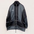 90s　asics　アシックス　トラックジャケット/ジャージ　ヴィンテージ　バイカラー　黒　ブラック　ネイビー　紺　Mサイズ　古着