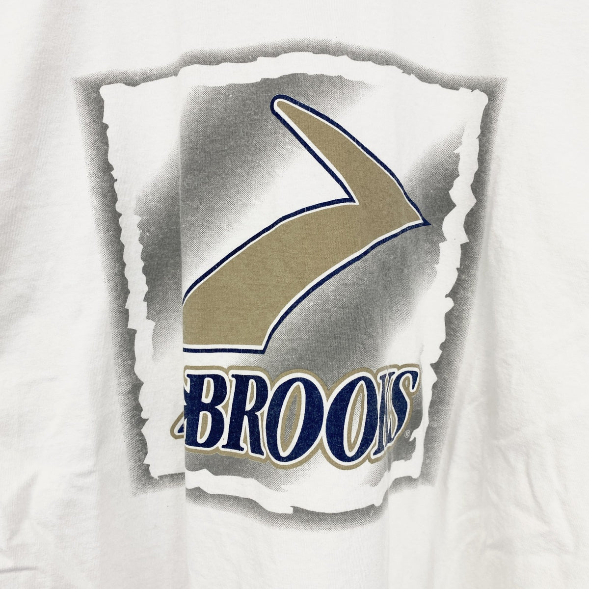 90s　BROOKS　ブルックス　半袖プリントTシャツ　シングルステッチ　クルーネック　ヴィンテージ　白　ホワイト　Lサイズ　古着