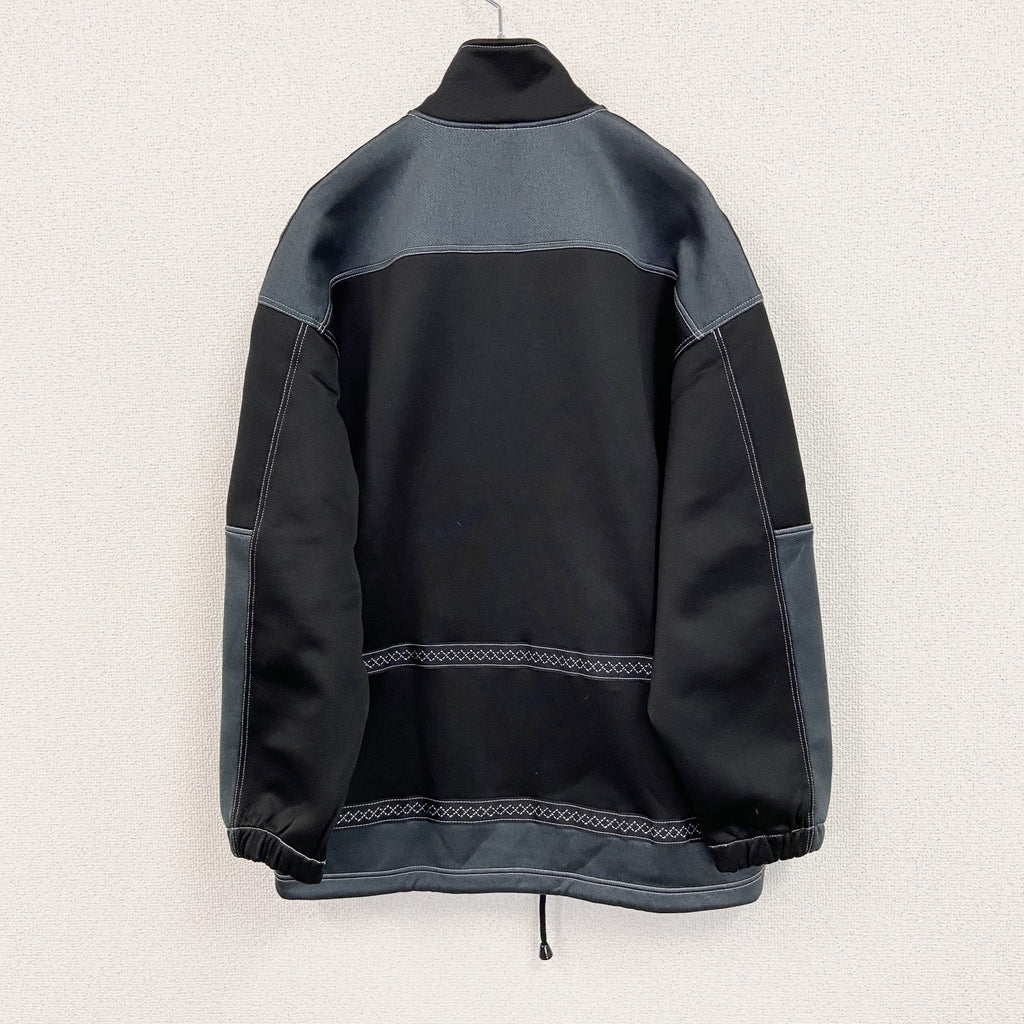 90s　asics　アシックス　トラックジャケット/ジャージ　ヴィンテージ　バイカラー　黒　ブラック　ネイビー　紺　Mサイズ　古着