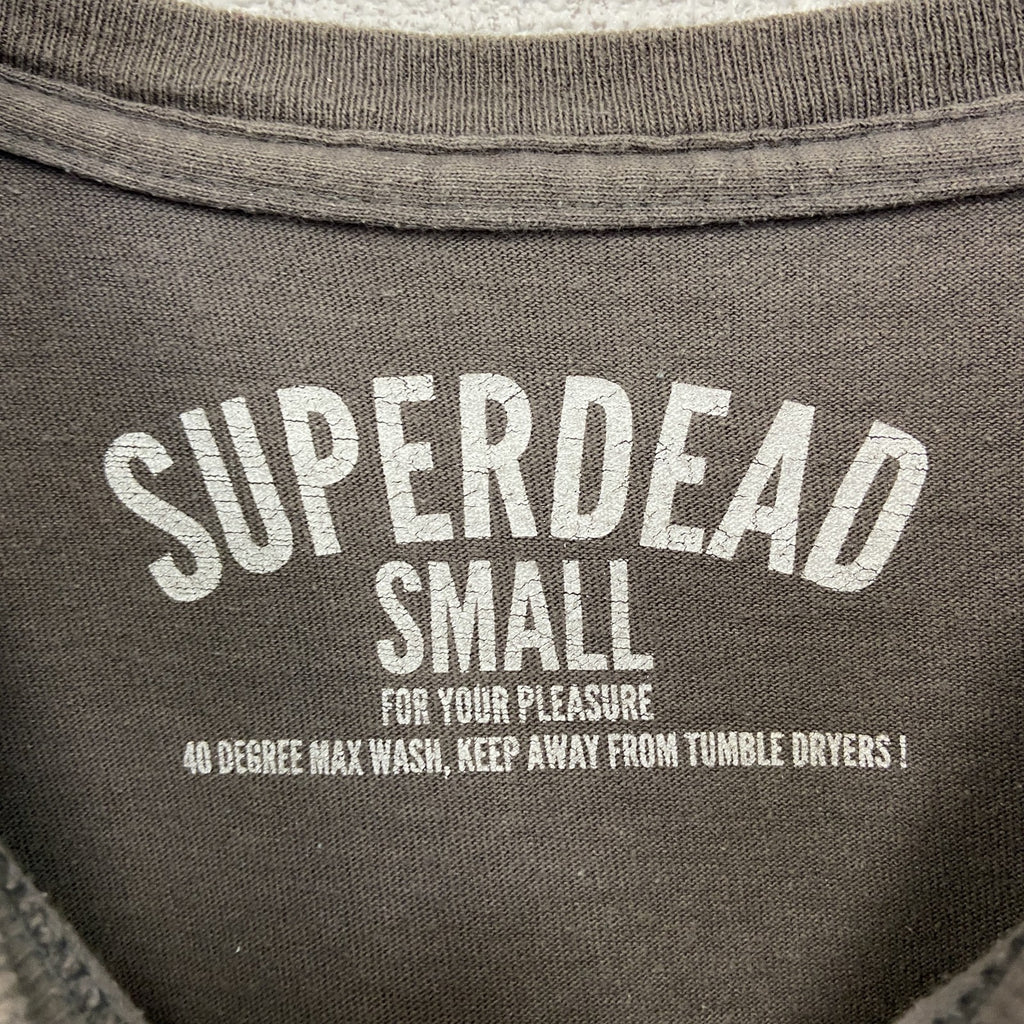 SUPERDEAD　半袖プリントアニマルTシャツ　マウス　酔っ払いネズミ　車　茶色　ブラウン　Sサイズ　古着