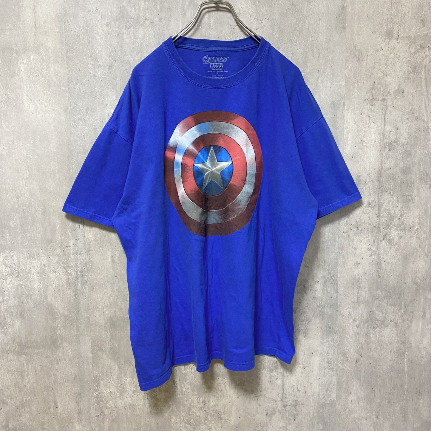 古着 used　MARVEL　マーベル　キャプテンアメリカ　半袖クルーネックプリントTシャツ　青　ビッグシルエット　XLサイズ