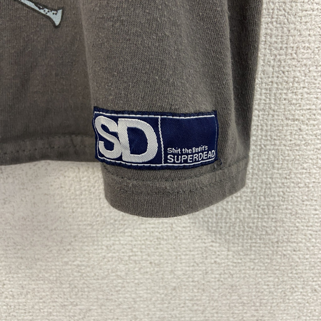 SUPERDEAD　半袖プリントアニマルTシャツ　マウス　酔っ払いネズミ　車　茶色　ブラウン　Sサイズ　古着