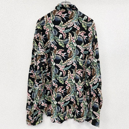 CARDCHE　長袖総柄デザインシャツ　マルチカラー　黒　ブラック　XLサイズ