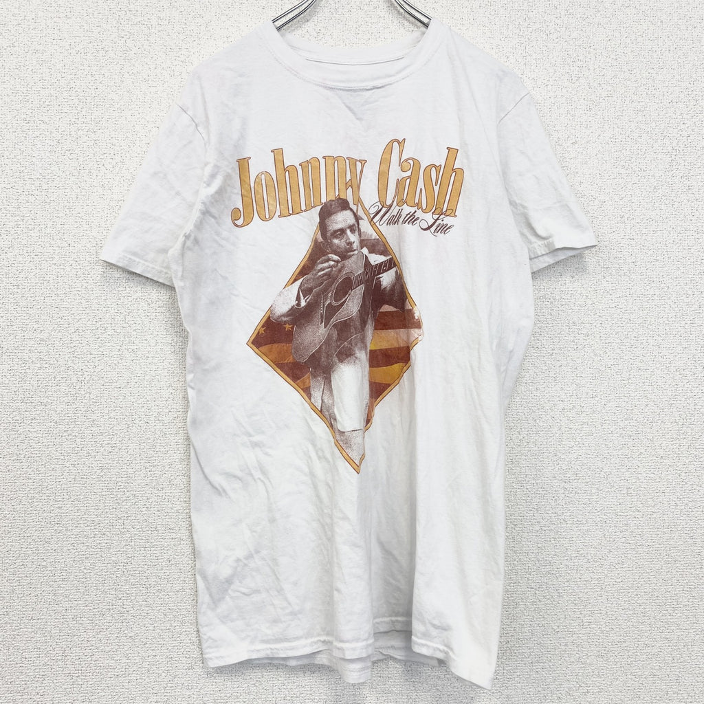 johny Cash　ジョニー・キャッシュ　半袖アーティストTシャツ　音楽　ミュージシャン　白　ホワイト　Mサイズ　古着