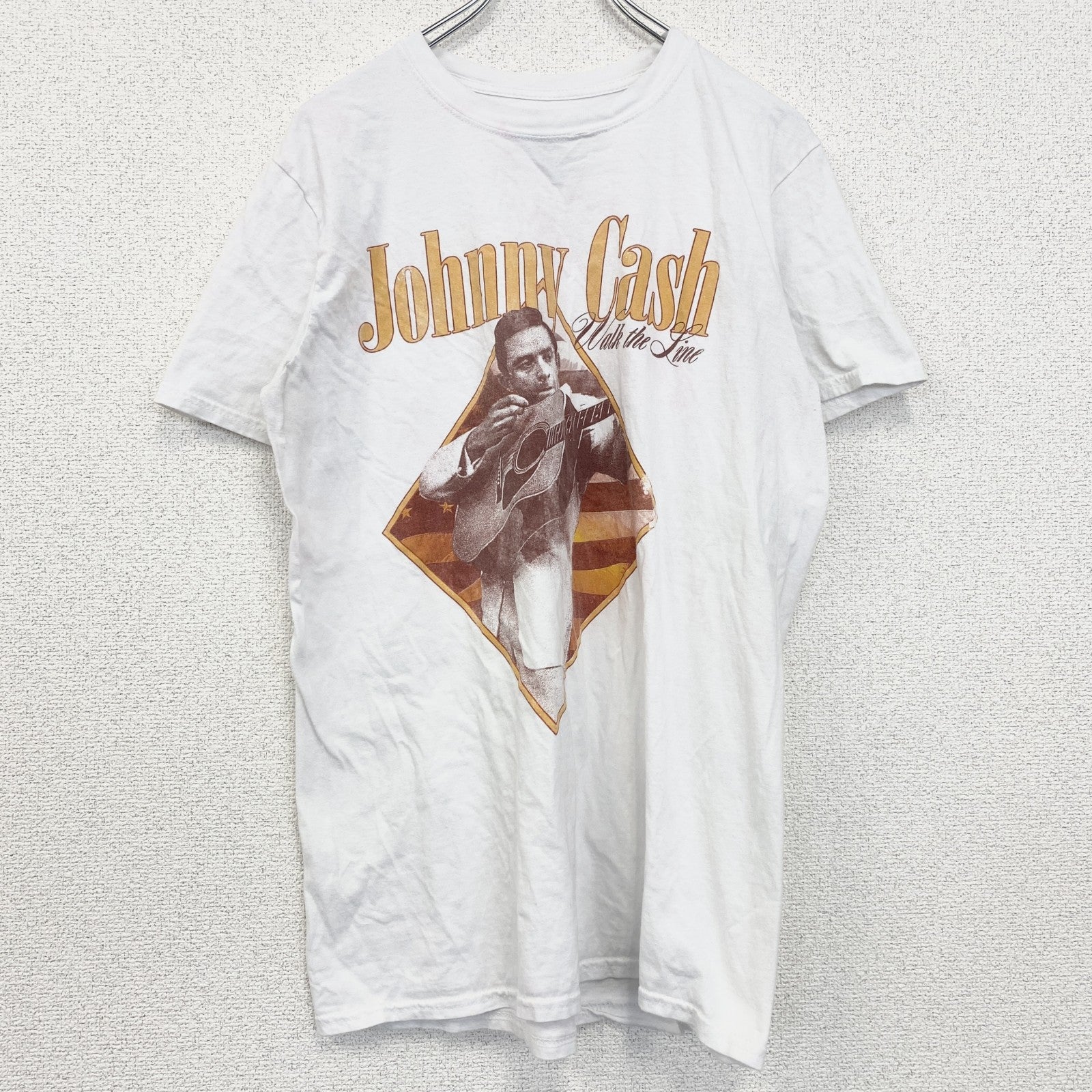 johny Cash　ジョニー・キャッシュ　半袖アーティストTシャツ　音楽　ミュージシャン　白　ホワイト　Mサイズ　古着