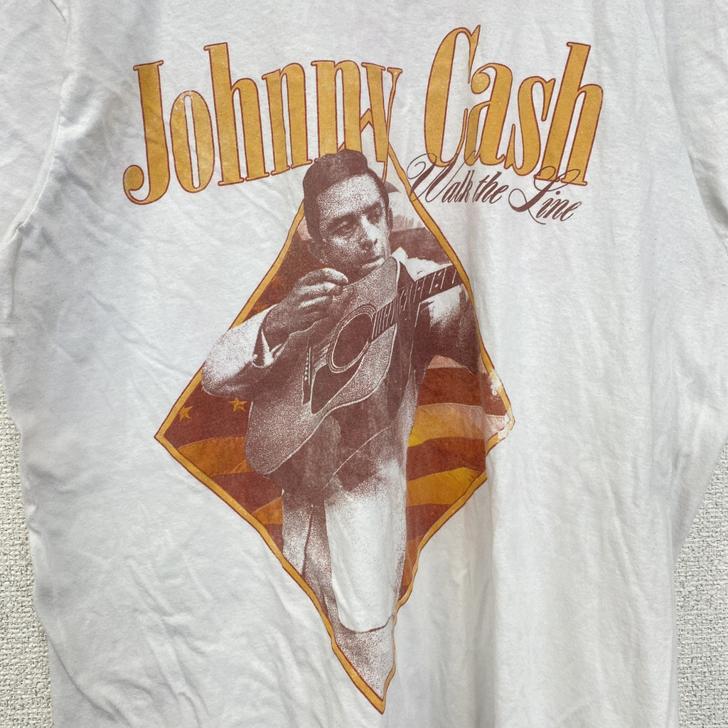 johny Cash　ジョニー・キャッシュ　半袖アーティストTシャツ　音楽　ミュージシャン　白　ホワイト　Mサイズ　古着