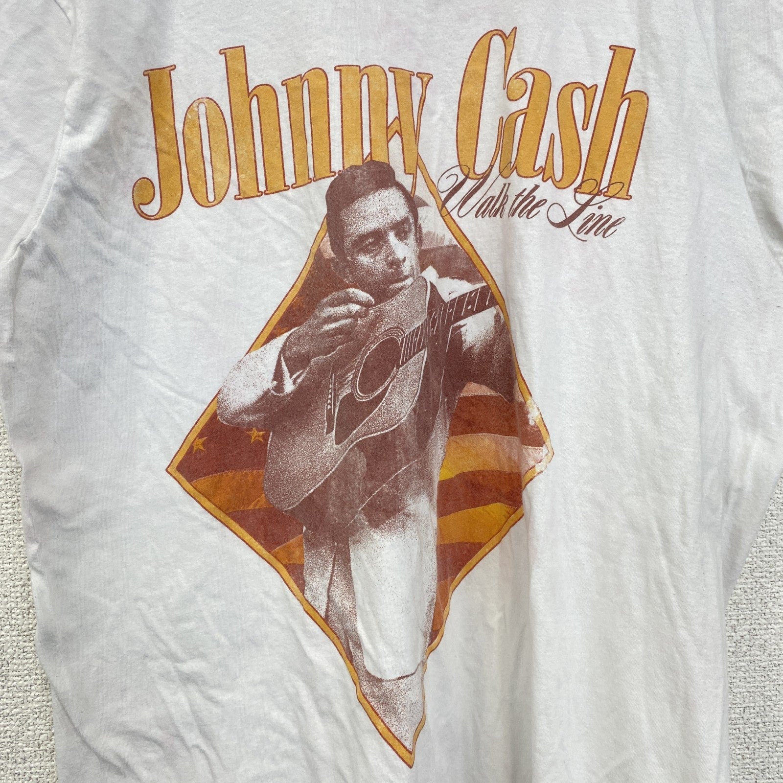 johny Cash　ジョニー・キャッシュ　半袖アーティストTシャツ　音楽　ミュージシャン　白　ホワイト　Mサイズ　古着