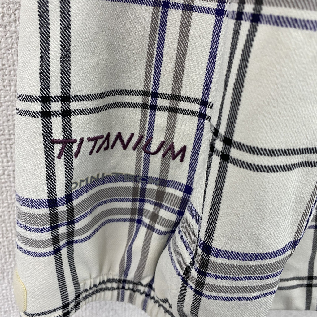 Columbia　コロンビア　TITANIUM　マウンテンパーカー　チェック柄　刺繍ロゴ　比翼仕立て　白　ホワイト　Lサイズ　古着