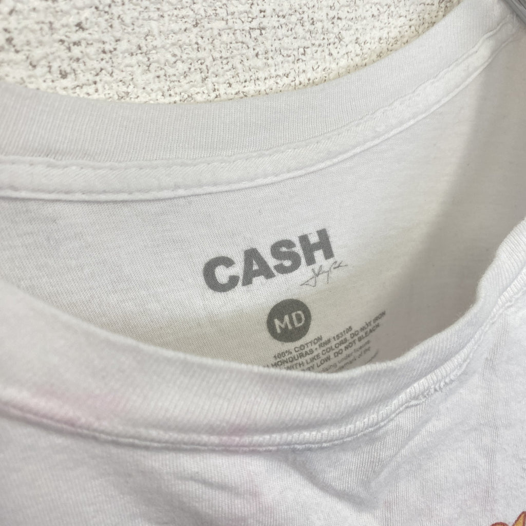 johny Cash　ジョニー・キャッシュ　半袖アーティストTシャツ　音楽　ミュージシャン　白　ホワイト　Mサイズ　古着