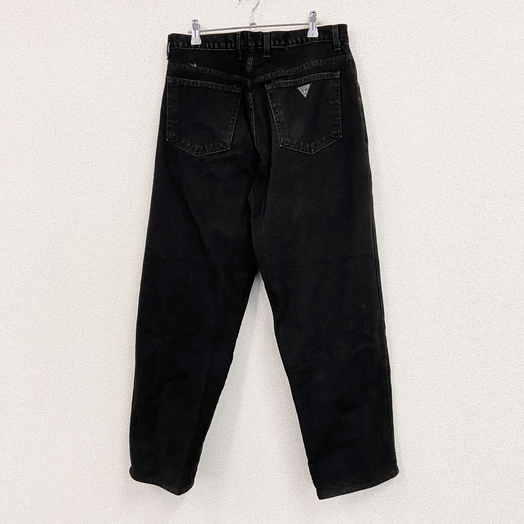 90s　GUESS JEANS　ゲスジーンズ　デニムパンツ/ジーンズ　ボタンフライ　黒　ブラック　W34サイズ　　ヴィンテージ　古着