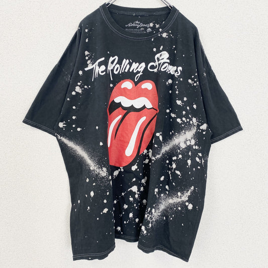 古着 used　Rolling Stones ローリングストーンズ　半袖バンドプリントTシャツ　タイダイ柄　黒　2XLサイズ