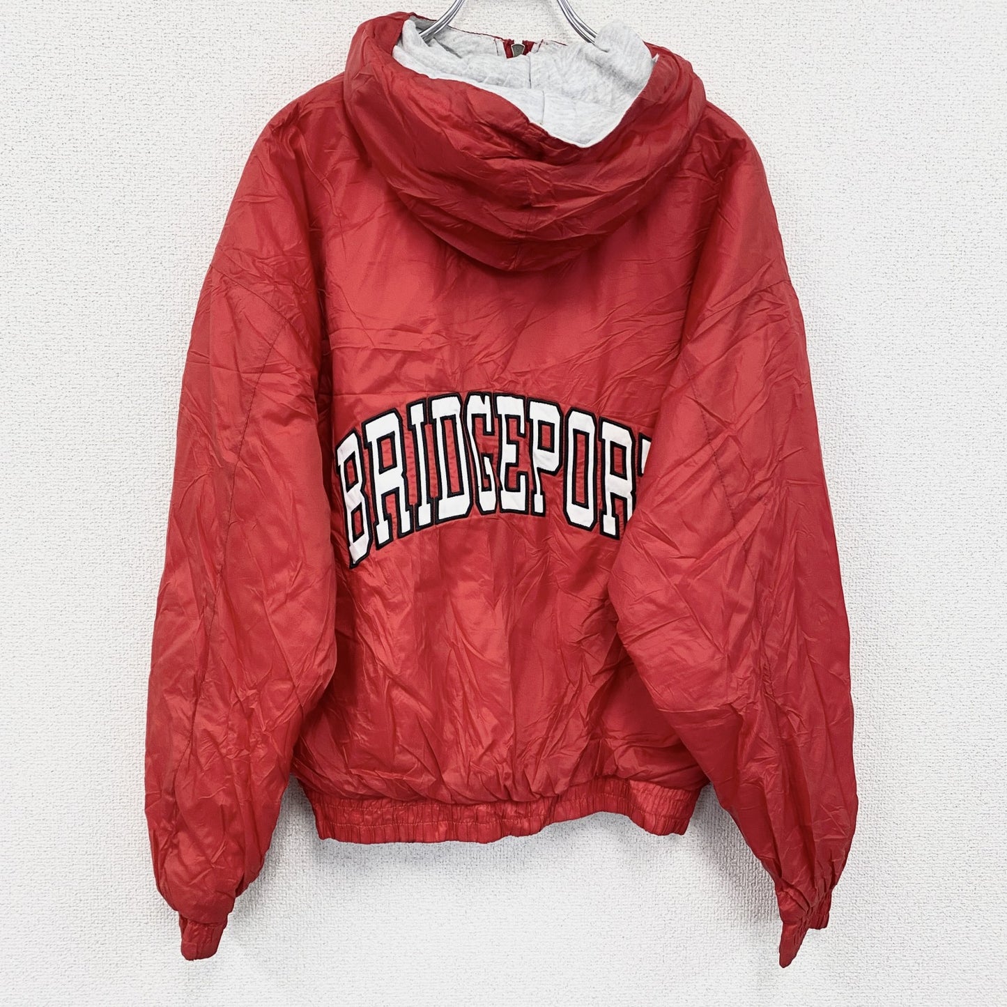 90s　Holloway　フルジップナイロンパーカー　カレッジタイプ　ヴィンテージ　赤　レッド　Lサイズ