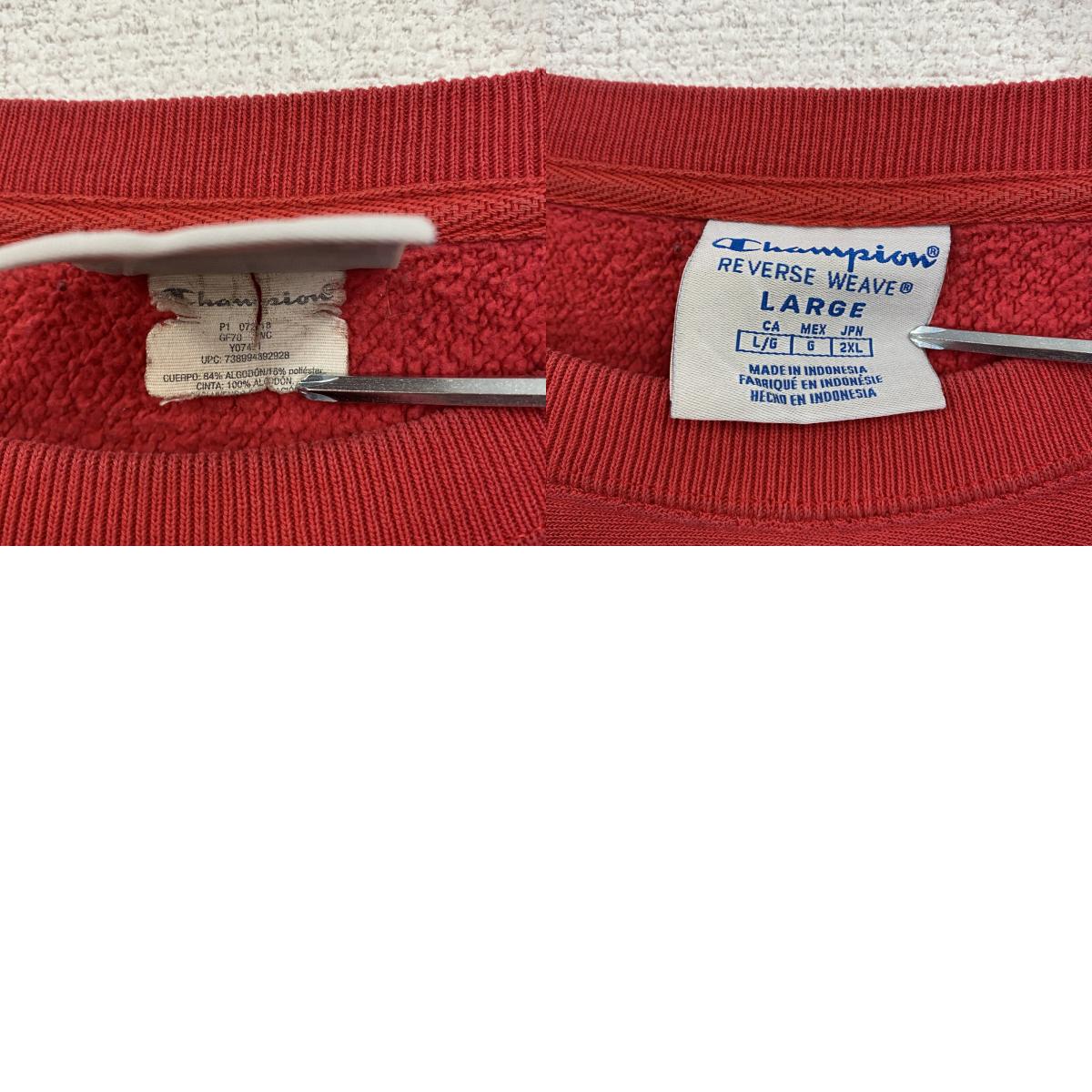 Champion　チャンピオン　リバースウィーブ　スウェット/トレーナー　フェード　赤　レッド　Lサイズ　古着