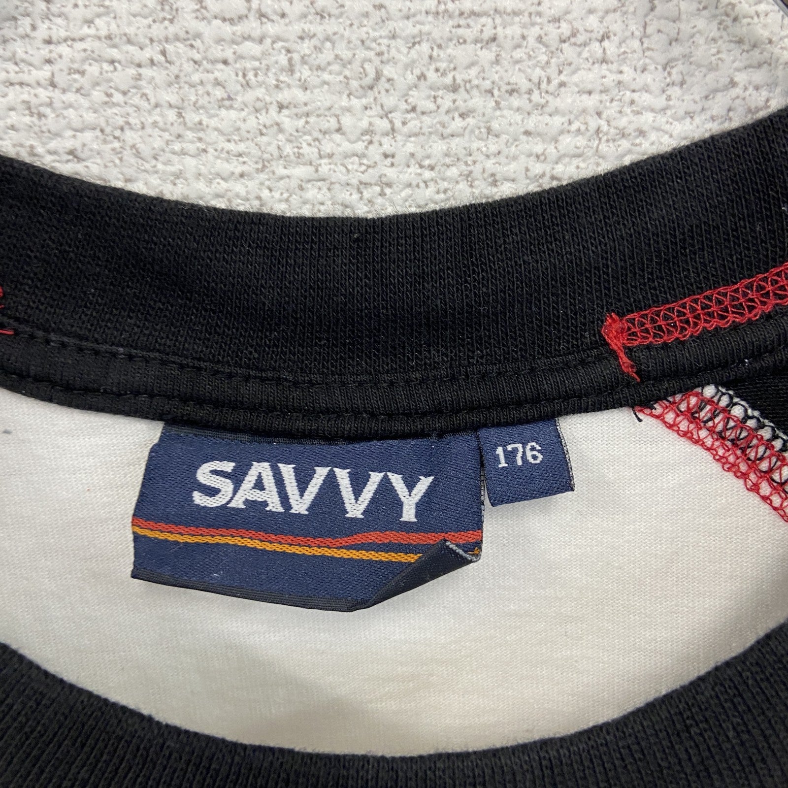SAVVY　タンクトップシャツ　ノースリーブ　ラグラン　レトロ　バイカラー　黒　ブラック　白　ホワイト　Lサイズ　古着