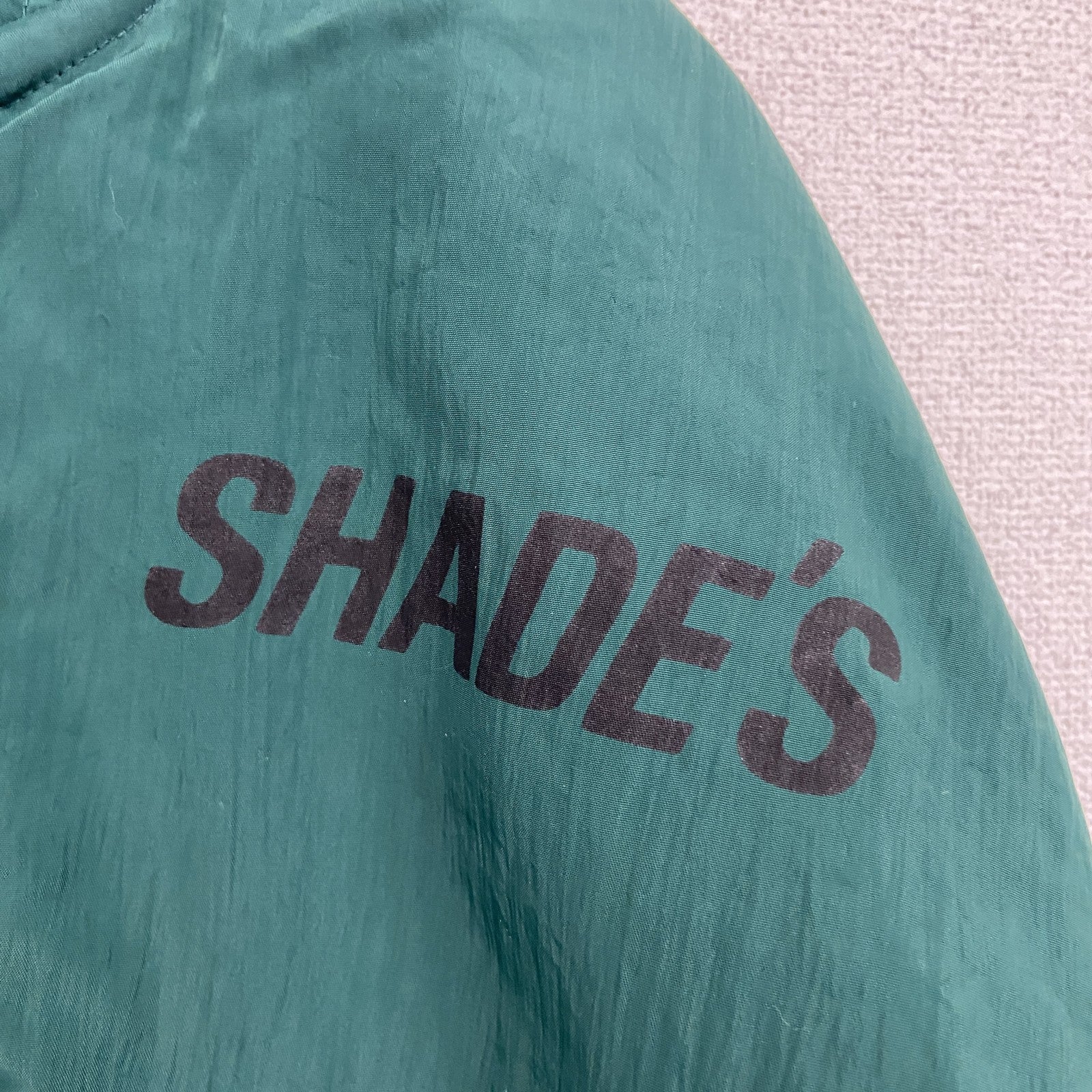 90s～　SHADE'S　シェード　フライトジャケット/MA-1　フルジップナイロンジャケット　緑　グリーン　Fサイズ　　ヴィンテージ　古着