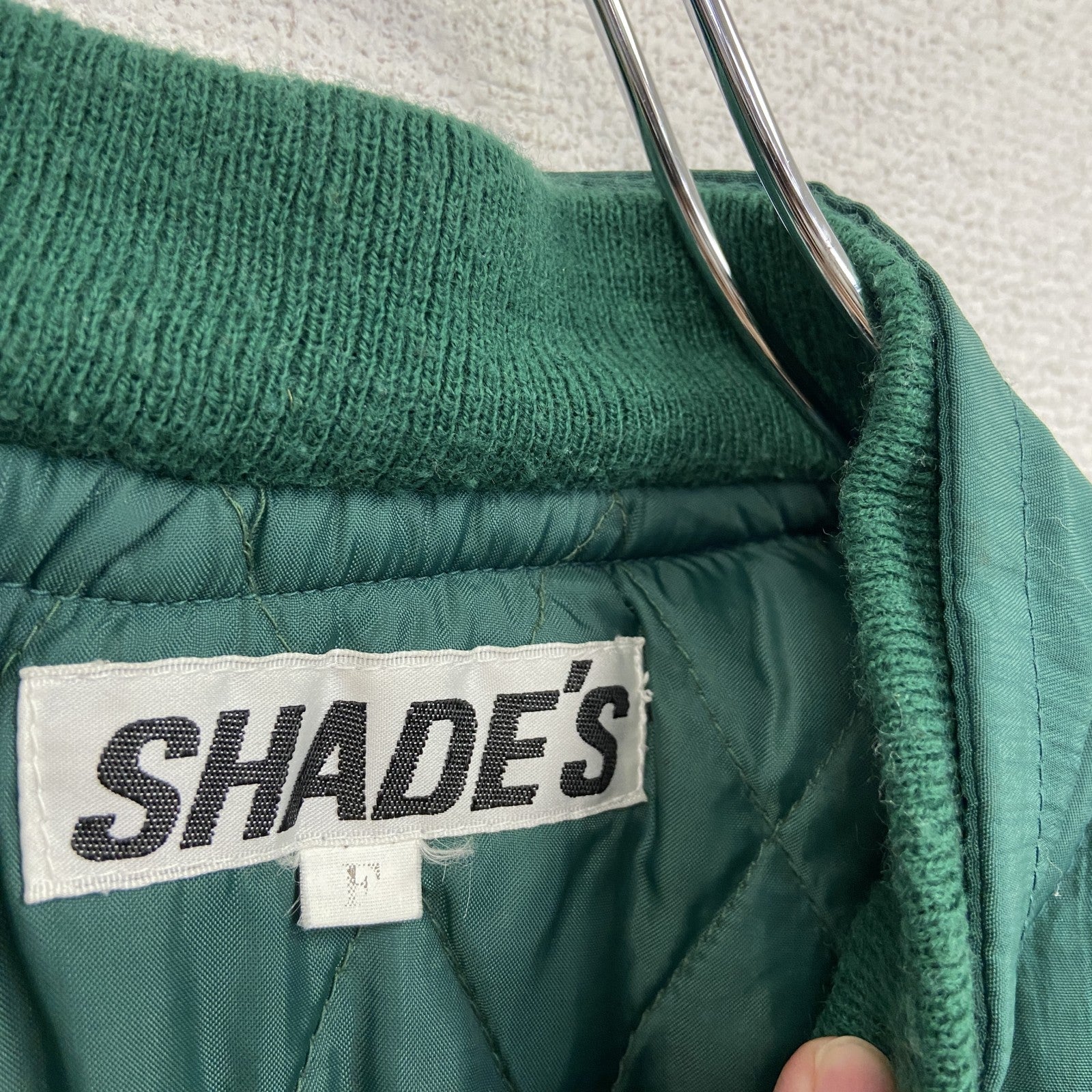 90s～　SHADE'S　シェード　フライトジャケット/MA-1　フルジップナイロンジャケット　緑　グリーン　Fサイズ　　ヴィンテージ　古着