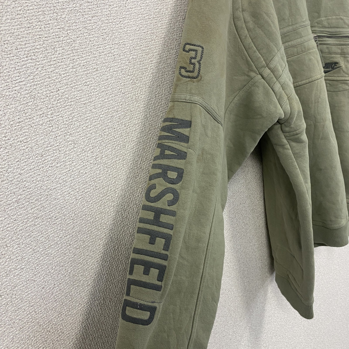 00s　NIKE　ナイキ　スウェット/トレーナー　ラグランスリーブ　裏起毛　ポケット付き　ヴィンテージ　カーキ　XXLサイズ　古着