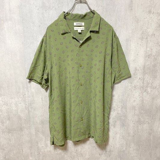 古着 used　GOODTHREADS　グッドスレッズ　半袖開襟シャツ　総柄　緑　グリーン　春夏服　レトロ　Mサイズ