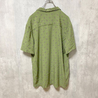 古着 used　GOODTHREADS　グッドスレッズ　半袖開襟シャツ　総柄　緑　グリーン　春夏服　レトロ　Mサイズ