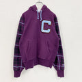 Champion　チャンピオン　リバースウィーブ　スウェットパーカー/フーディー　チェック柄　紫　パープル　Sサイズ　古着