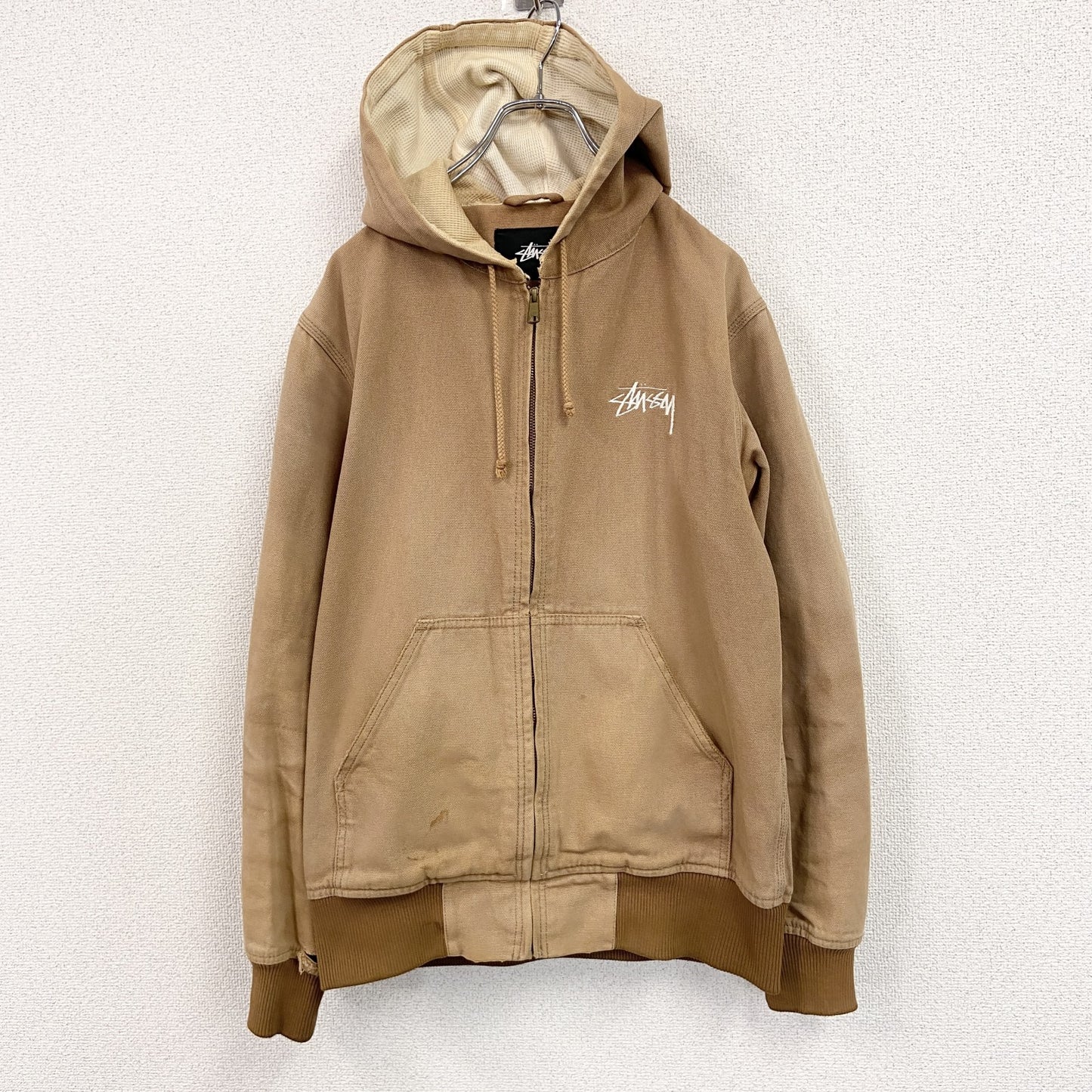 STUSSY　ステューシー　フルジップダックパーカー　アクティブジャケットタイプ　ベージュ　Mサイズ
