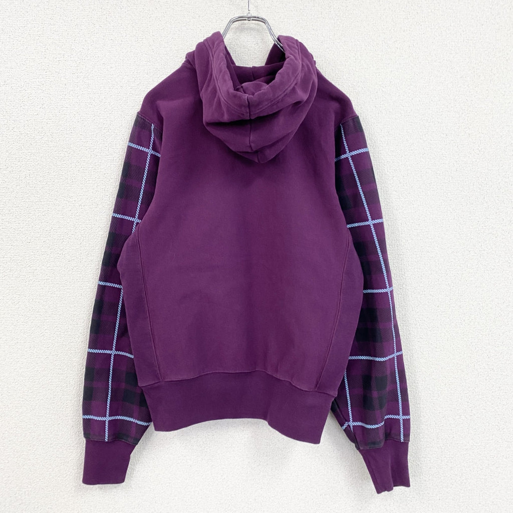 Champion　チャンピオン　リバースウィーブ　スウェットパーカー/フーディー　チェック柄　紫　パープル　Sサイズ　古着