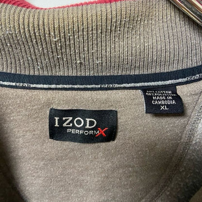 古着 used　IZOD　アイゾッド　長袖ハーフジップスウェット　トレーナー　茶色　ブラウン　秋冬服　ビッグシルエット　XLサイズ