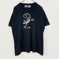 TEES FACTORY　半袖プリントTシャツ　トカゲ　カジュアルデザイン　黒　ブラック　クルーネック　Lサイズ　古着