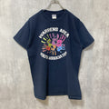 GILDAN　ギルダン　半袖プリントTシャツ　クルーネック　ネイビー　紺　レトロデザイン　Mサイズ　古着