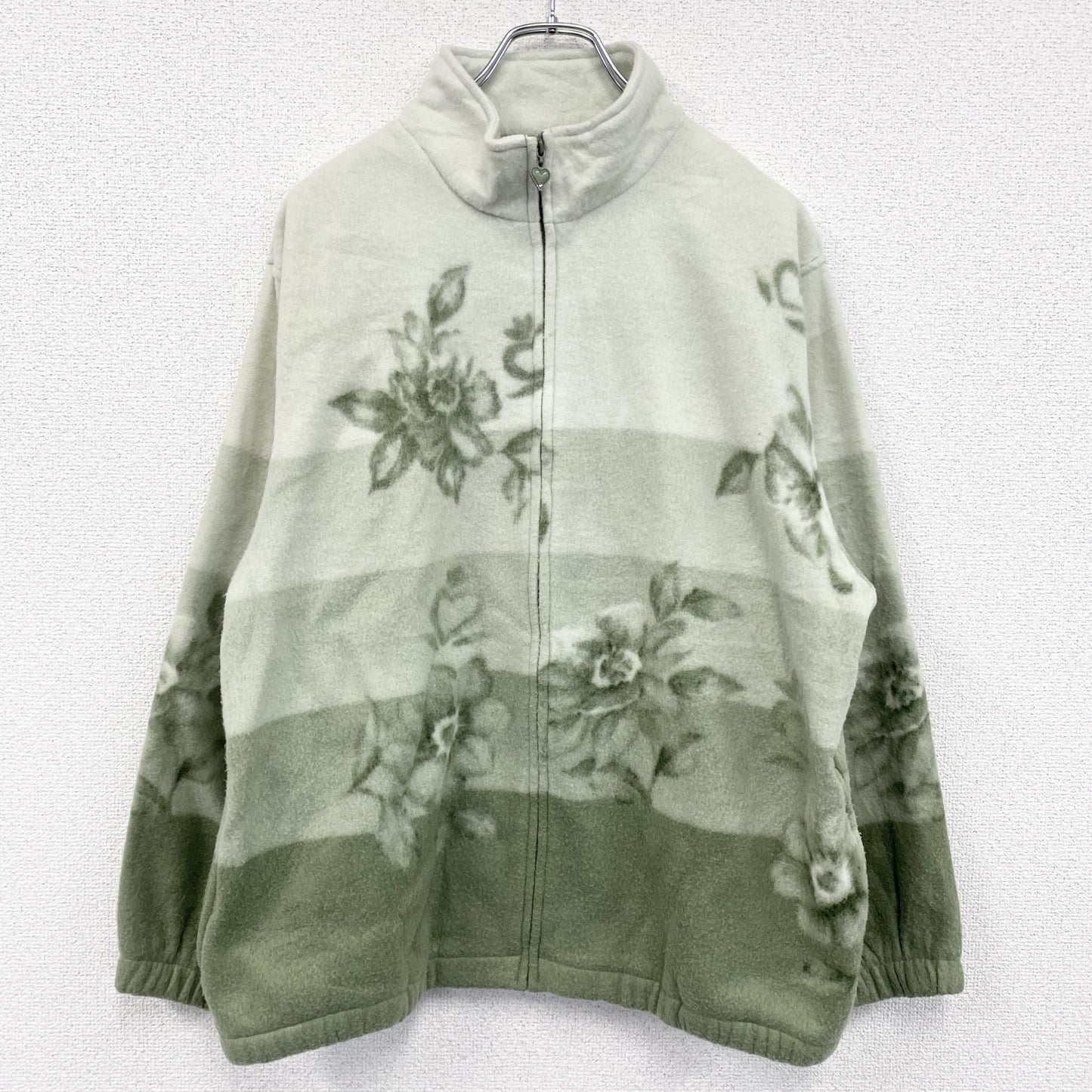 alfred dunner　フルジップフリースジャケット/ボアジャケット　緑　グリーン　Mサイズ