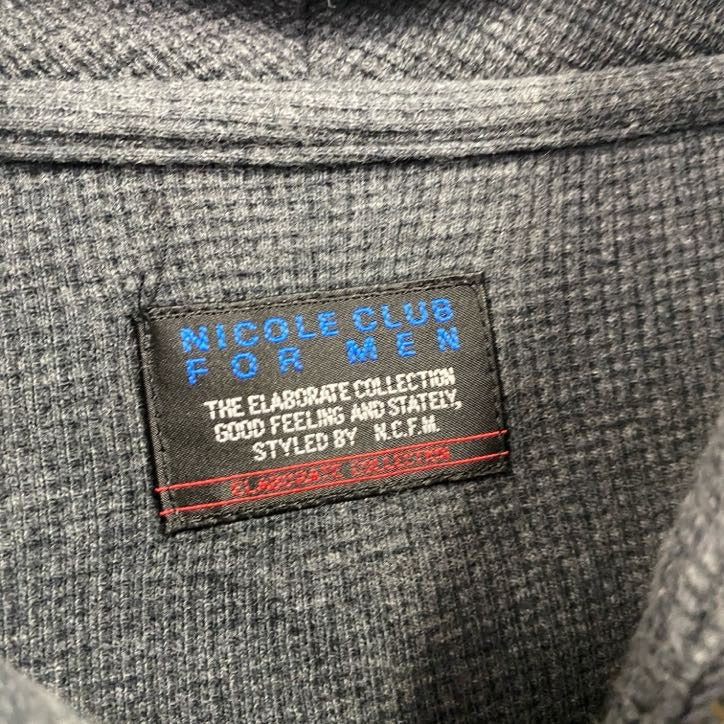 NICOLE CLUB FOR MEN　フルジップパーカー/フーディー　ハの字ポケット　灰色　ダークグレー　48サイズ　古着