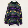 90s　UNITED COLORS OF BENETTON　ベネトン　ウールニットセーター　総柄　マルチカラー　緑　グリーン　　ヴィンテージ　古着
