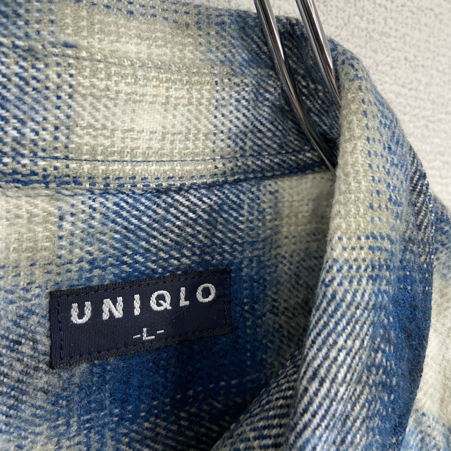OLD UNIQLO　オールドユニクロ　長袖シャツジャケット　オンブレチェック柄　青　ブルー　Lサイズ