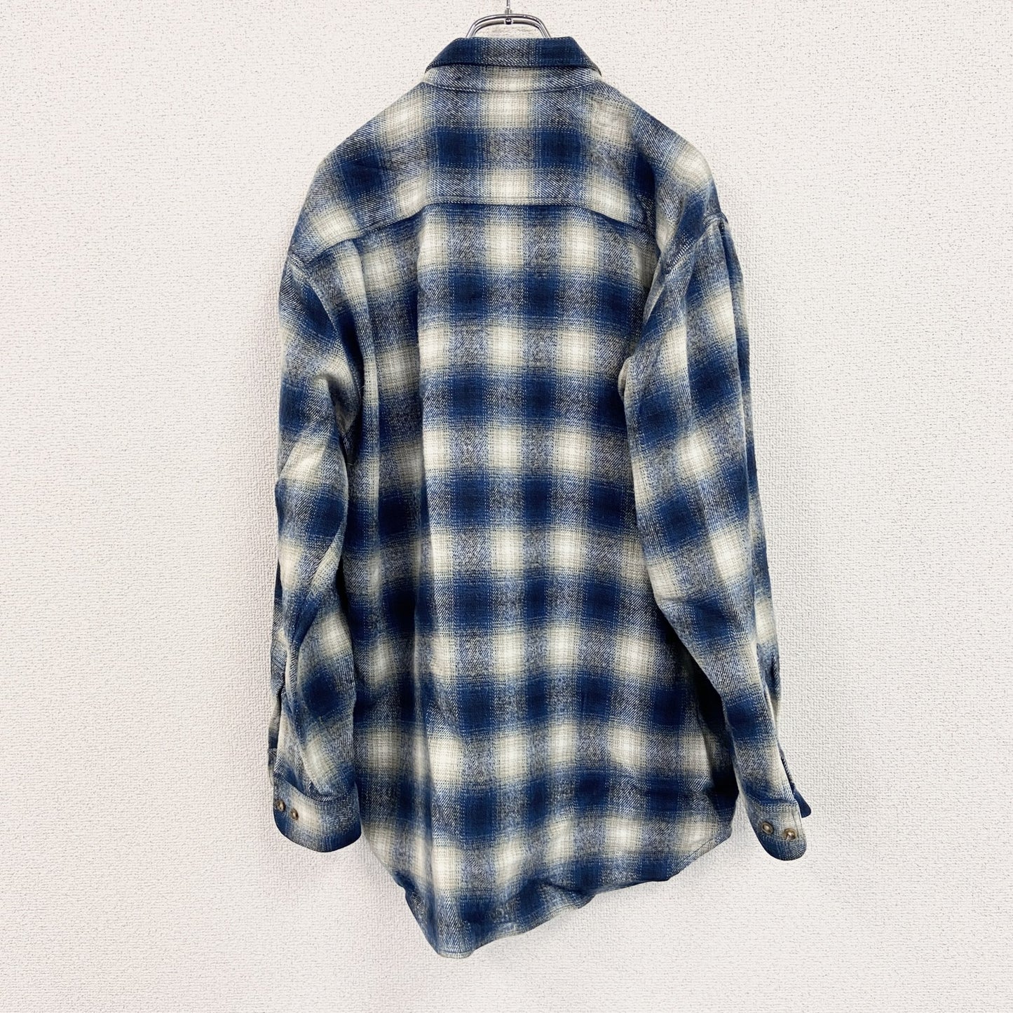 OLD UNIQLO　オールドユニクロ　長袖シャツジャケット　オンブレチェック柄　青　ブルー　Lサイズ