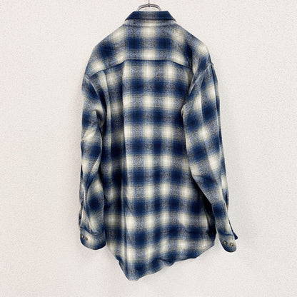 OLD UNIQLO　オールドユニクロ　長袖シャツジャケット　オンブレチェック柄　青　ブルー　Lサイズ