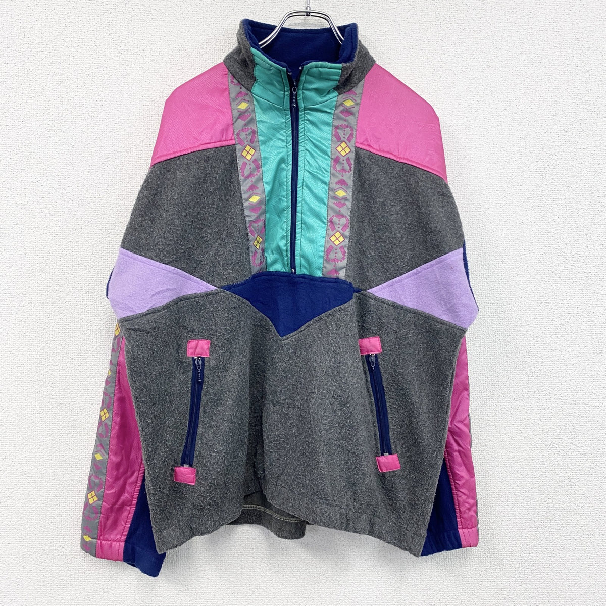 90s　TwiST　ハーフジップフリースプルオーバー　ヴィンテージ　灰色　グレー メンズ 古着