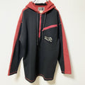 ～90s　PUREGEAR　ハーフジップパーカー　胸ポケット付き　ヴィンテージ　黒　ブラック　赤　レッド　秋冬服　古着