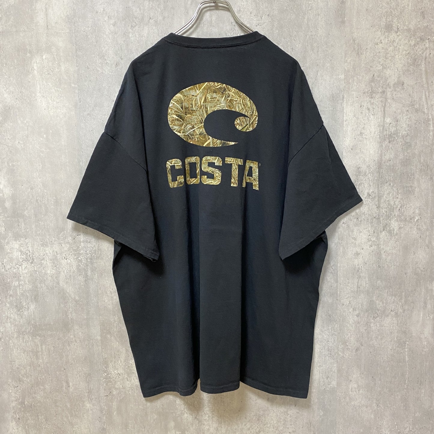 古着 used　COSTA　半袖ワンポイントTシャツ　バックプリント　黒　ブラック　ビッグシルエット　オーバーサイズ　3XLサイズ