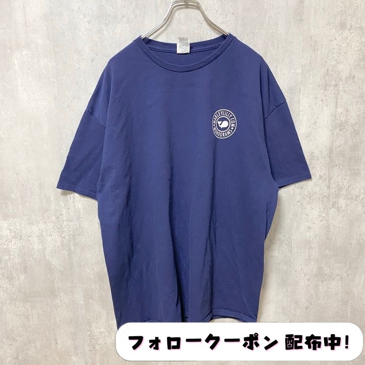 古着 used　DELTA　デルタ　半袖ワンポイントロゴTシャツ　バックプリント　MARLEYLILLY　ネイビー　XXLサイズ