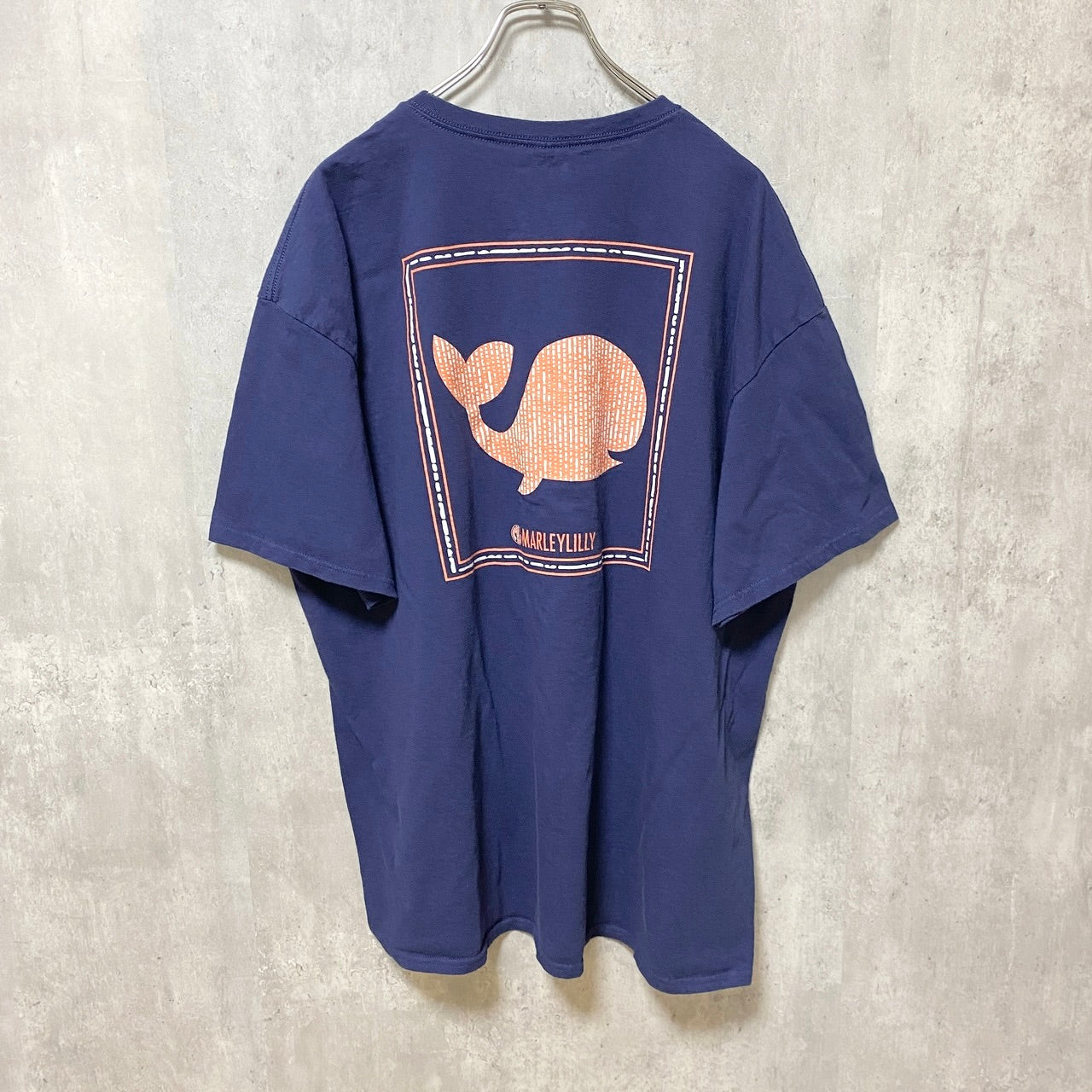 DELTA　デルタ　半袖ワンポイントロゴTシャツ　バックプリント　MARLEYLILLY　ネイビー　紺　XXLサイズ　古着