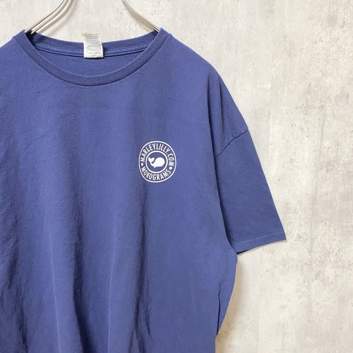 DELTA　デルタ　半袖ワンポイントロゴTシャツ　バックプリント　MARLEYLILLY　ネイビー　紺　XXLサイズ　古着