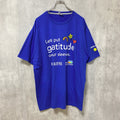 PORT＆COMPANY　半袖プリントメッセージTシャツ　4連プリント　企業ロゴ　青　ブルー　XLサイズ　古着