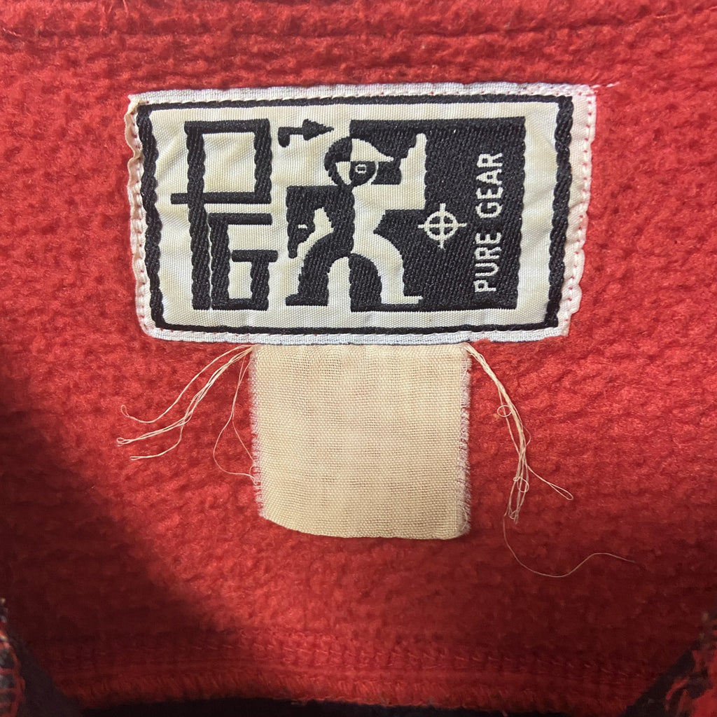 ～90s　PUREGEAR　ハーフジップパーカー　胸ポケット付き　ヴィンテージ　黒　ブラック　赤　レッド　秋冬服　古着