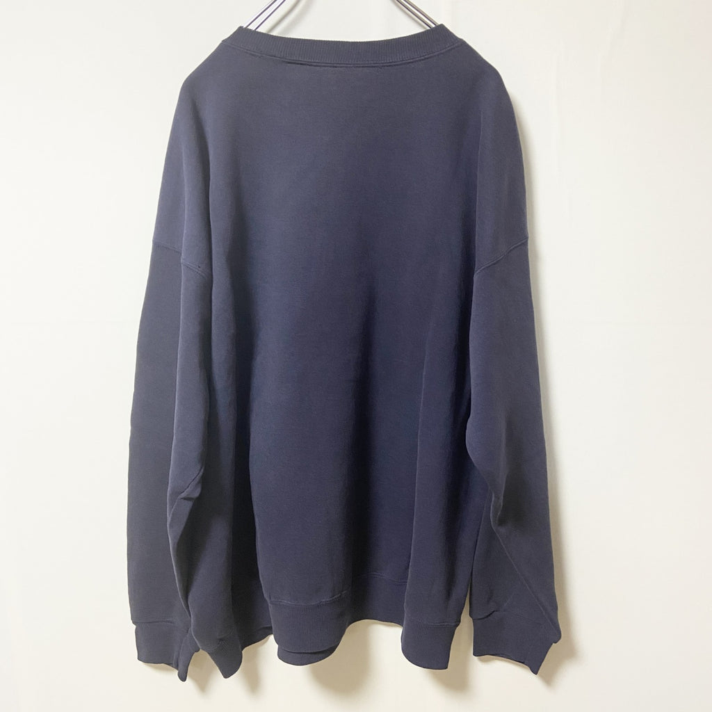 長袖ロゴ刺繍スウェット　トレーナー　クルーネック　COWBOYS　ネイビー　紺　秋冬服　メンズ　レディース　古着