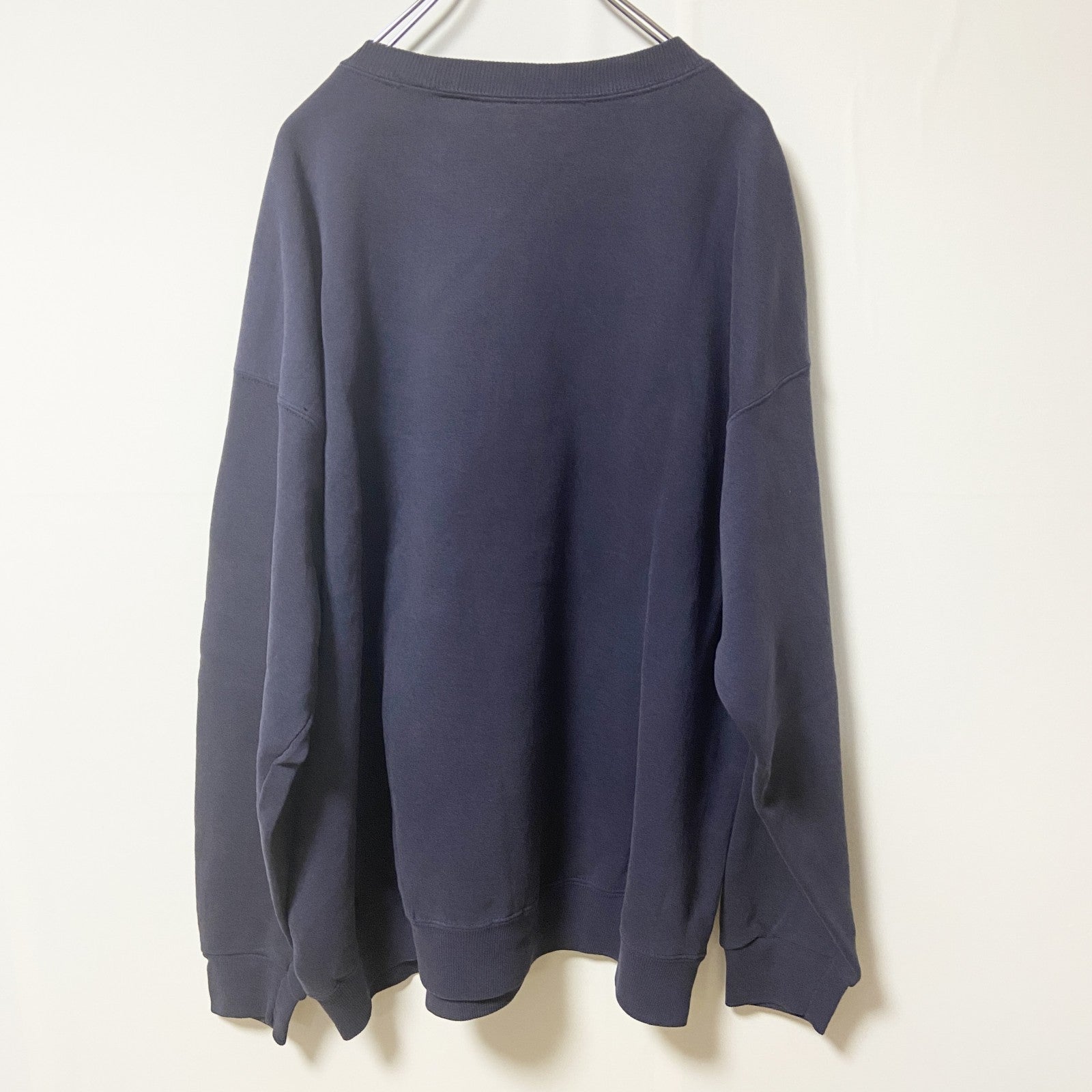 長袖ロゴ刺繍スウェット　トレーナー　クルーネック　COWBOYS　ネイビー　紺　秋冬服　メンズ　レディース　古着