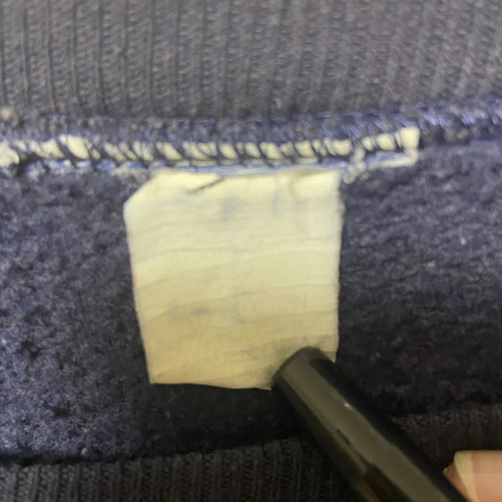 長袖ロゴ刺繍スウェット　トレーナー　クルーネック　COWBOYS　ネイビー　紺　秋冬服　メンズ　レディース　古着