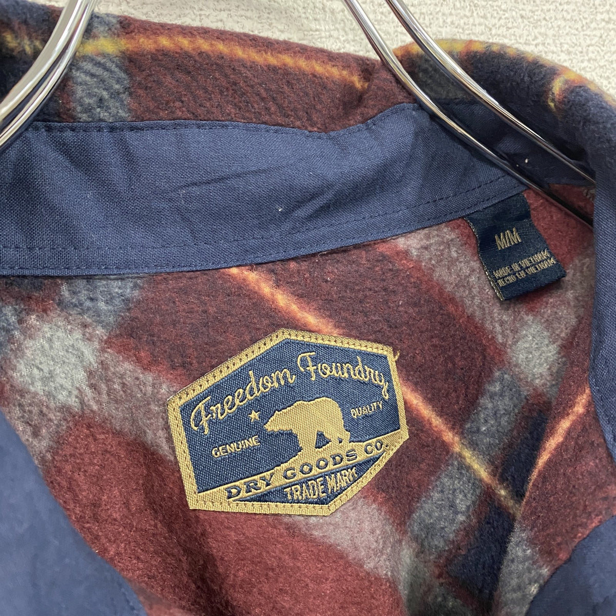 Feedom Foundry　長袖フリースシャツ　チェック柄　ワインレッド　Mサイズ メンズ 古着