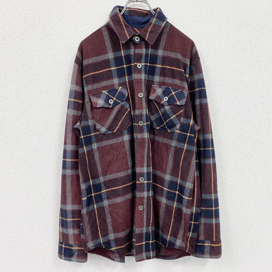 Feedom Foundry　長袖フリースシャツ　チェック柄　ワインレッド　Mサイズ