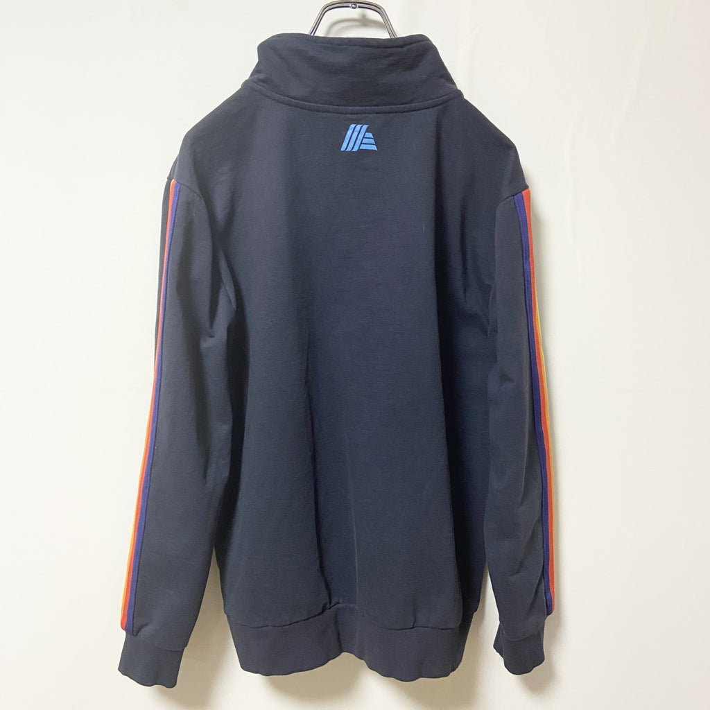 ALDI　長袖ハーフジップスウェット　トレーナー　ノームコア　シンプル　袖ライン　ネイビー　紺　秋冬服　古着